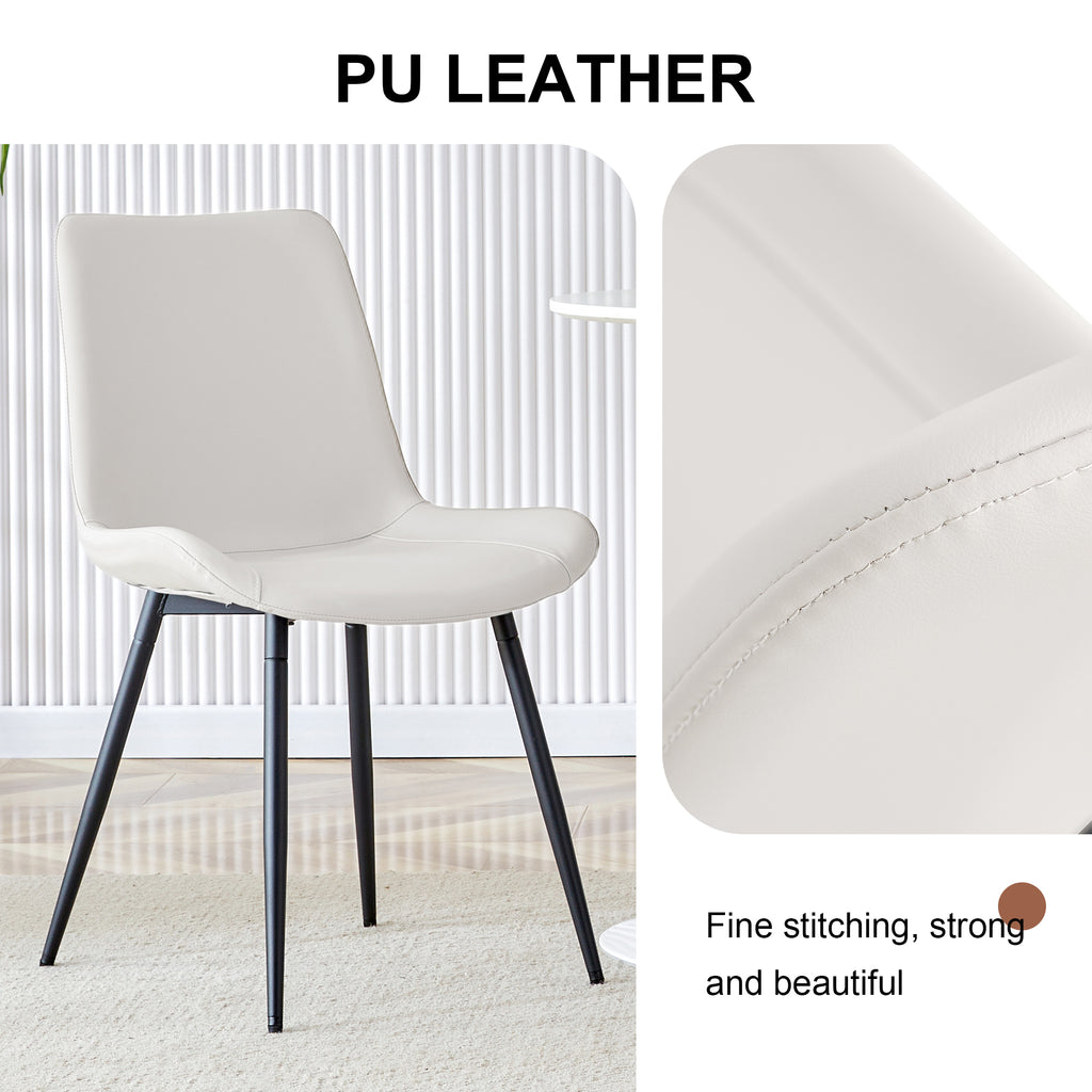 White Artificial Leather Backrest Cushion Dining Chair