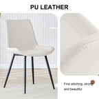 White Artificial Leather Backrest Cushion Dining Chair