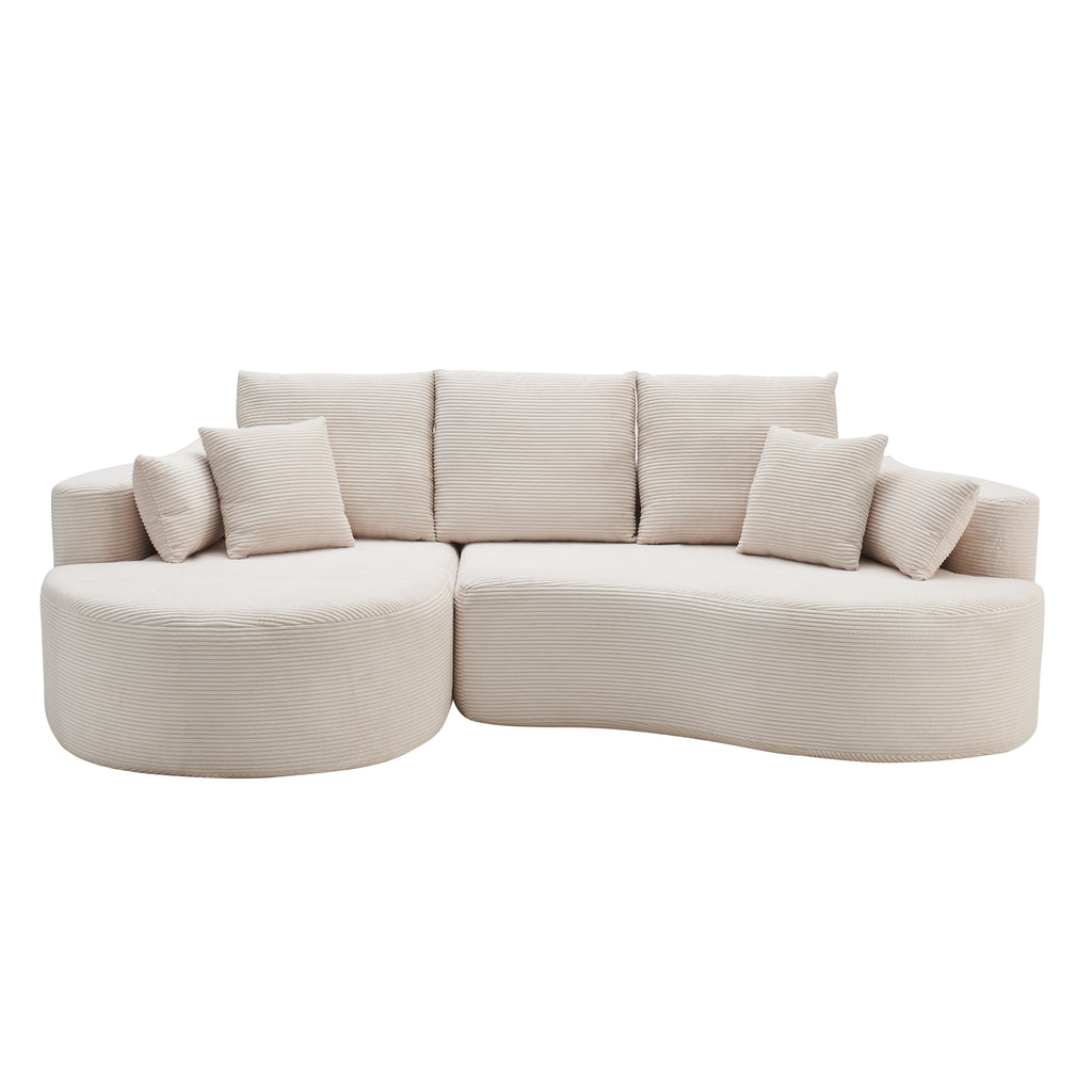 106 Inch 2-Piece Fabric Cloud Curved Sectional Corduroy Sofa