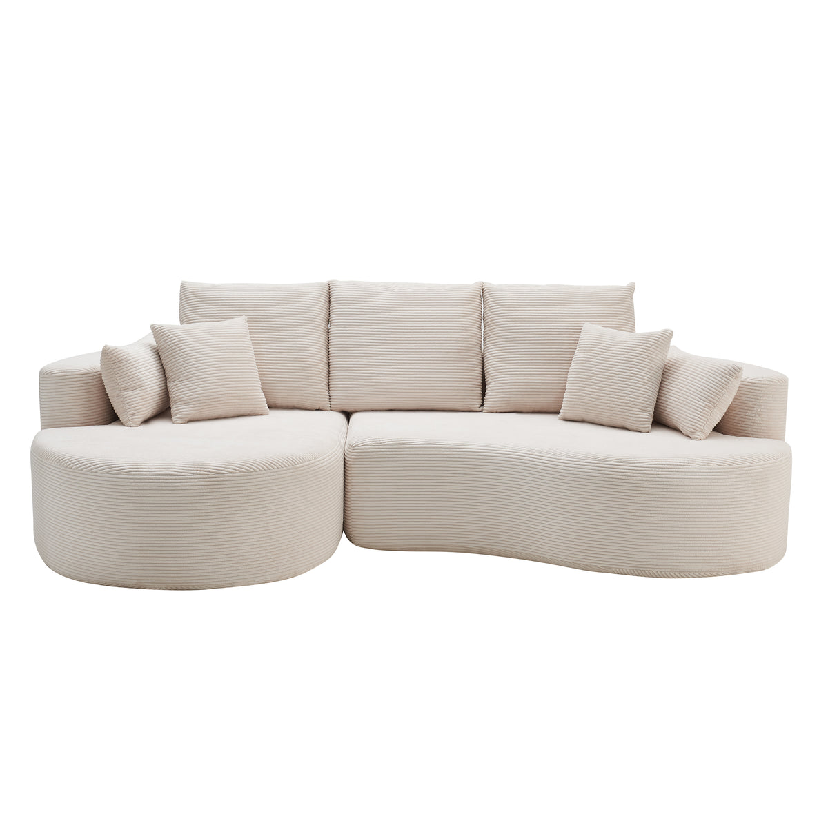 106 Inch 2-Piece Fabric Cloud Curved Sectional Corduroy Sofa
