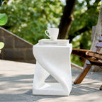 Modern Twisted-Base Terrazzo-Speckled MGO Side Table