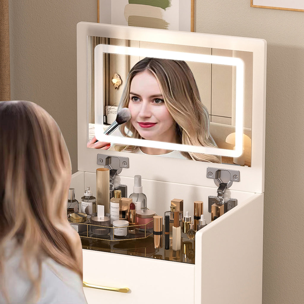 3 in 1 Vanity Desk with Open Top Mirror