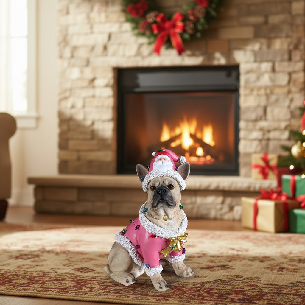 Christmas French Bulldog Statue