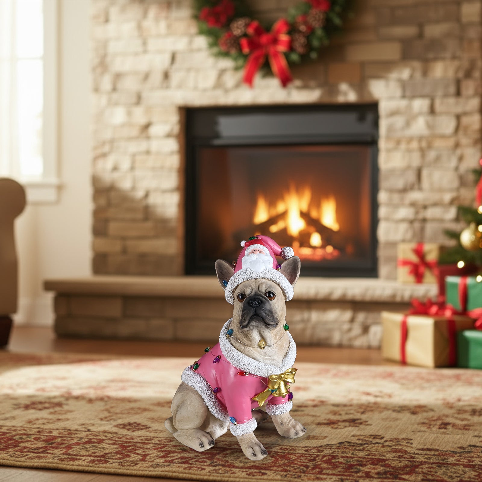 Christmas French Bulldog Statue