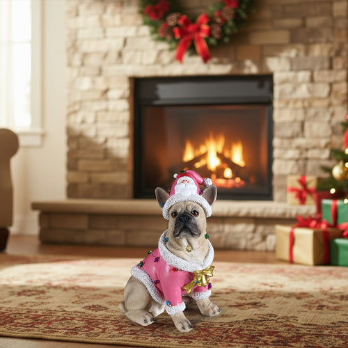 Christmas French Bulldog Statue