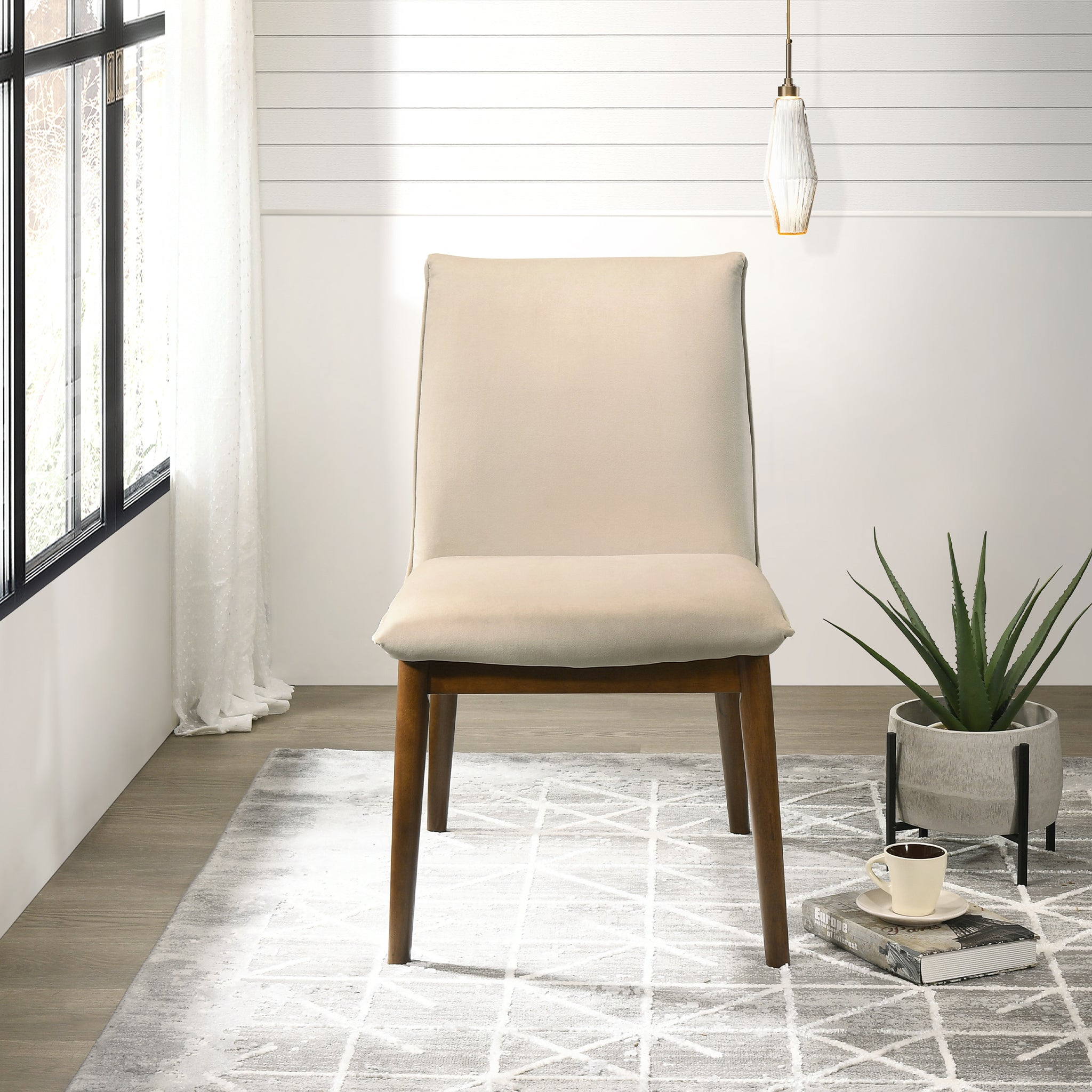 Monza Beige Velvet Dining Chair Set
