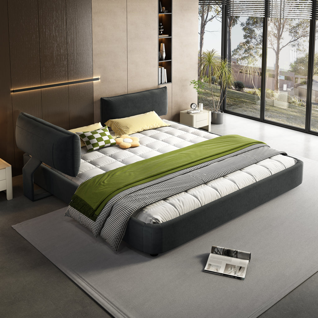 King Size Cloud Bed Frame with Oversized Padded Movable Headboard