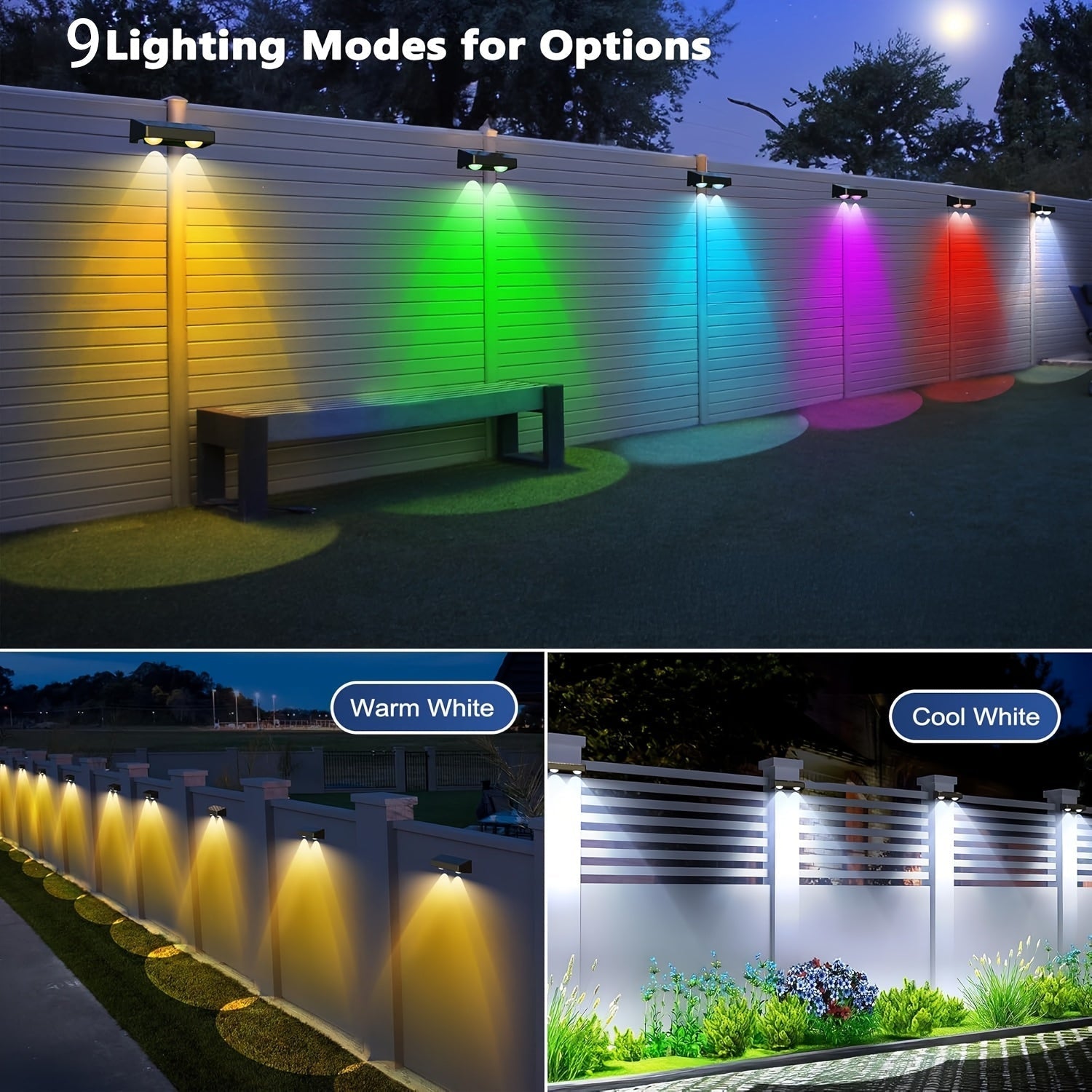 Solar Fence Lights Outdoor – Multicolor Wall Lights for Garden, Yard, Holiday Decor