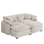 Corduroy Two-Seater Sofa with Ottoman