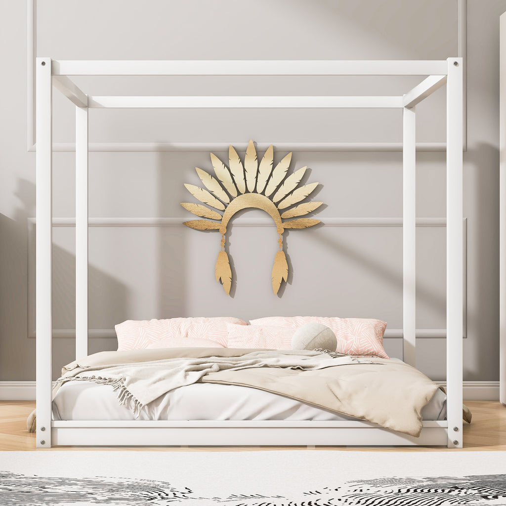 King Size Canopy Platform Bed with Support Legs