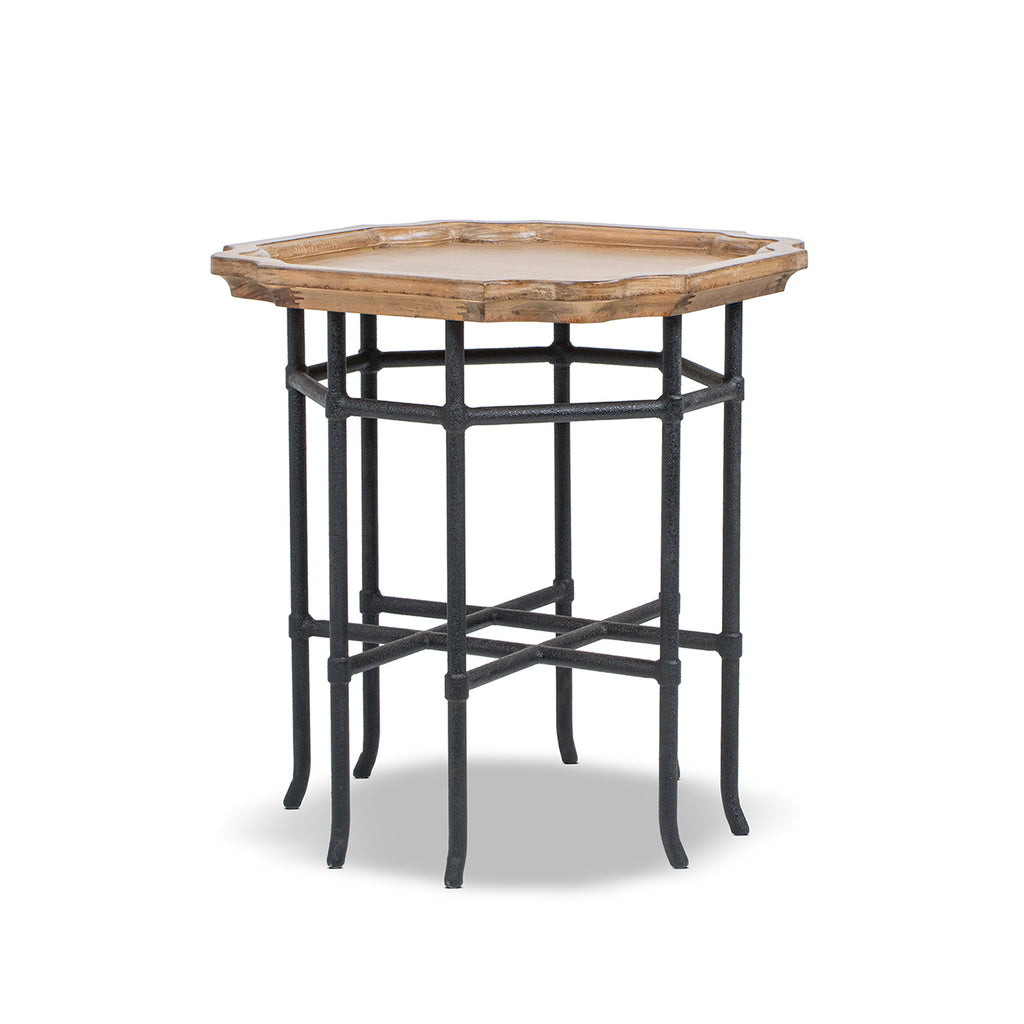 Foundry 24" Square Reclaimed Pine Wood & Iron Side Table