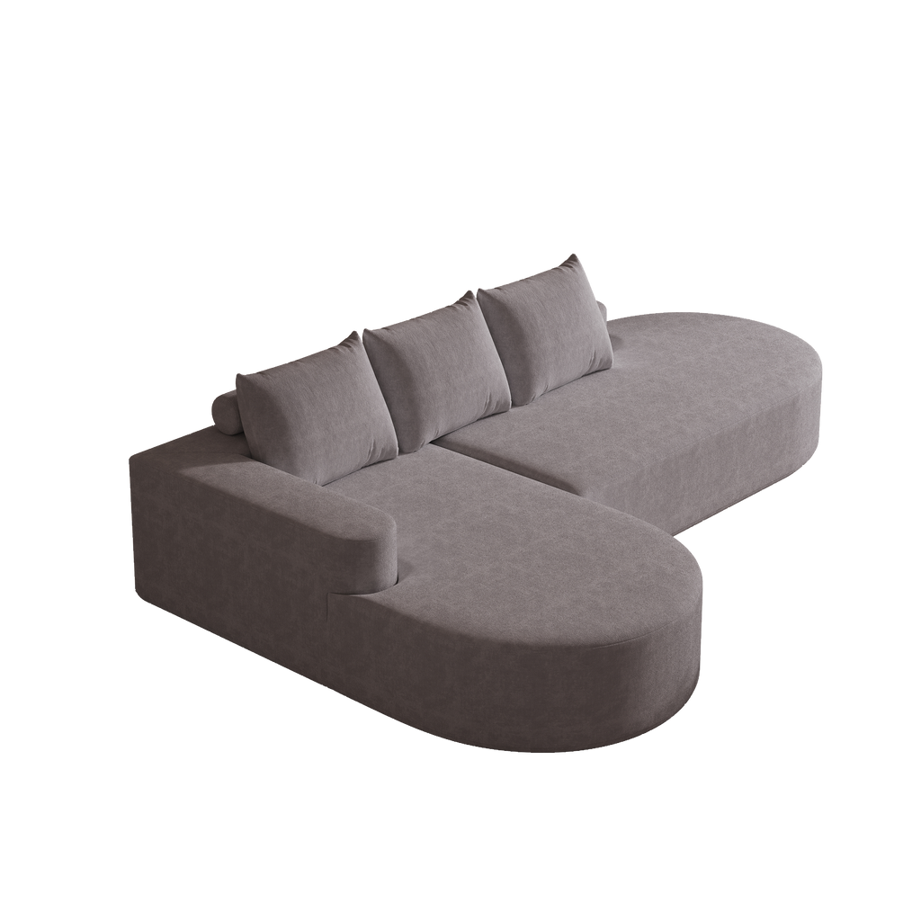 Modern Curved Chenille Upholstered Sectional Sofa