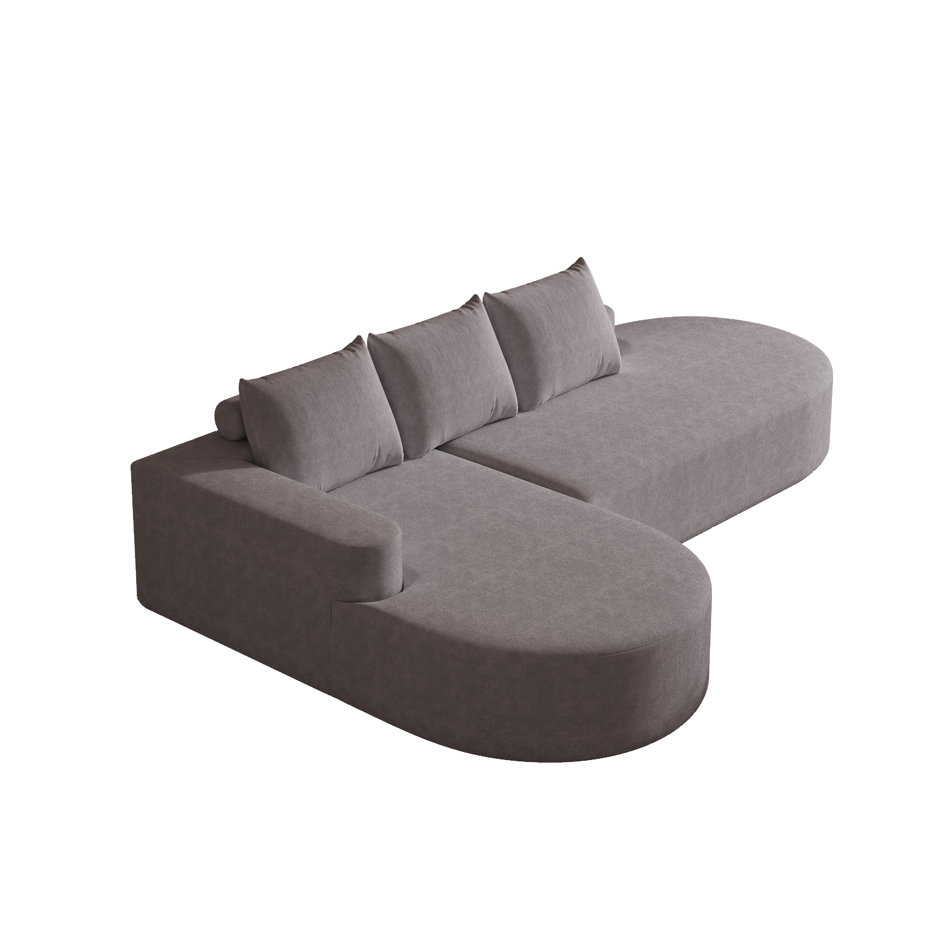 Modern Curved Chenille Upholstered Sectional Sofa