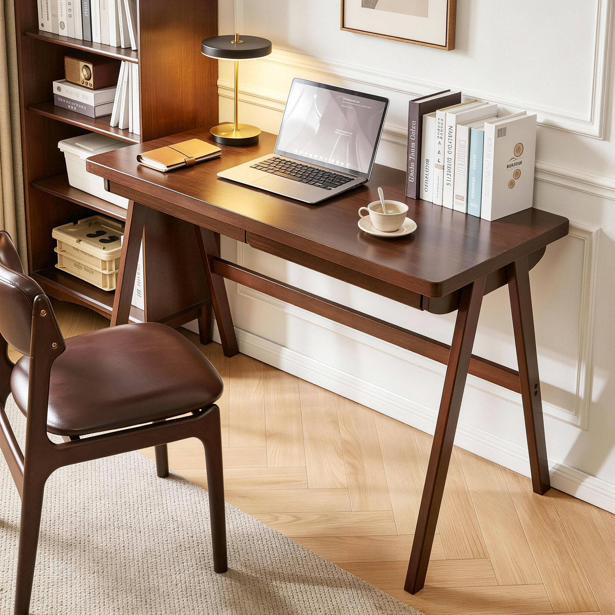 100% Solid Rubber Wood Computer Desk - Retro