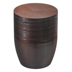 Johnsen 15 Inch Wide Tribal Pattern Metal Accent Table