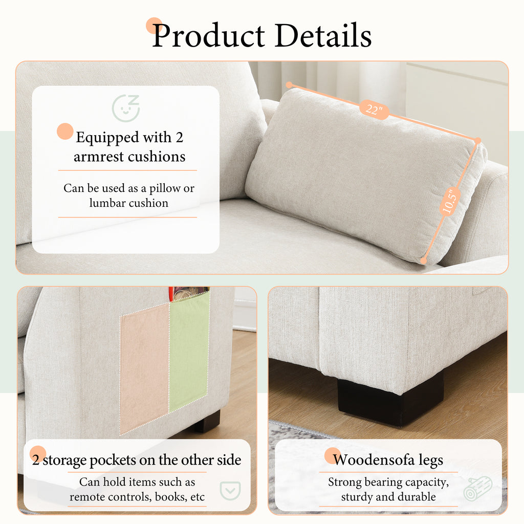 130" Modular Sectional Sofa with Folding Table and Charging Ports