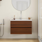 32-Inch Wall-Mounted Bathroom Vanity with Double Drawers