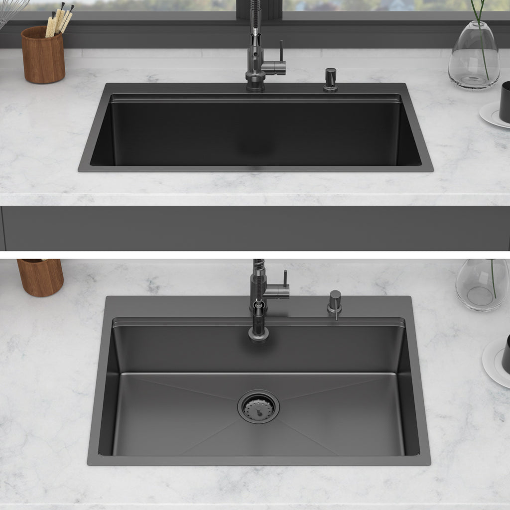 36" Drop-in Workstation Gunmetal Sink