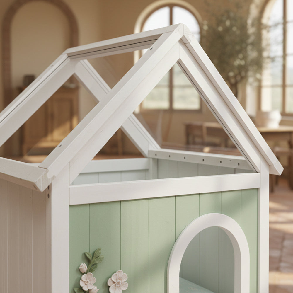 Sage FSC-Certified Cedar Indoor Cat House with Clear Acrylic Roof
