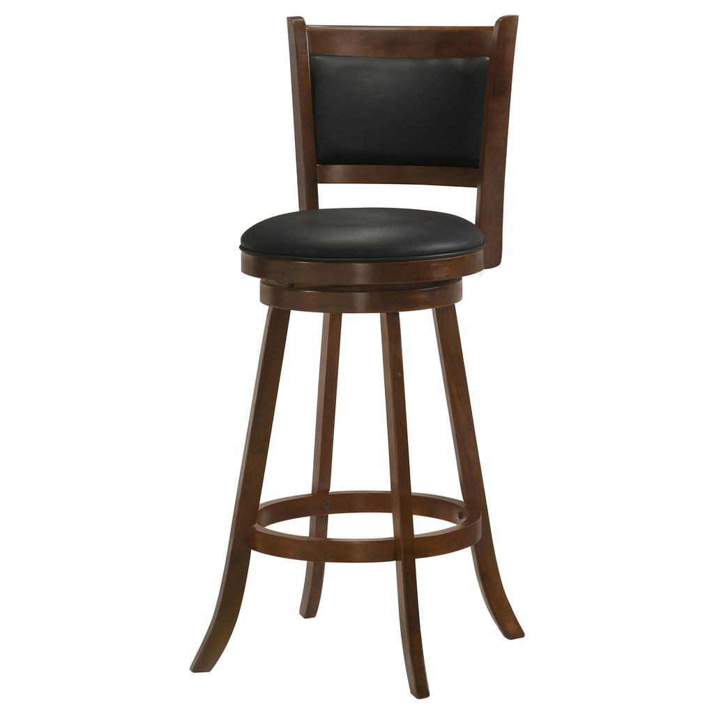 Chestnut Bar Stool Set with Black Upholstered Seat