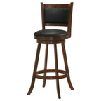 Chestnut Bar Stool Set with Black Upholstered Seat
