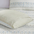 3 Piece Seersucker Quilt Set - Taupe/Blue King/California King