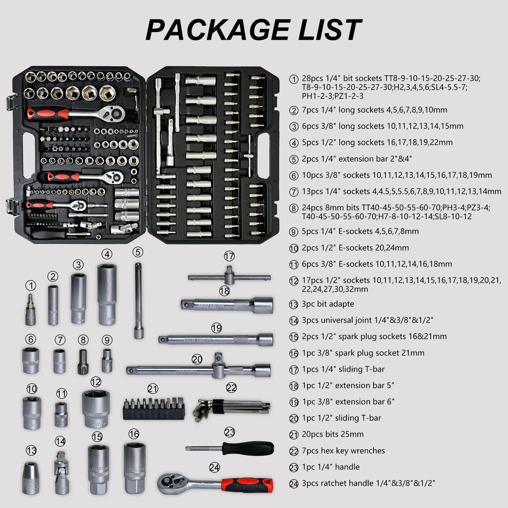 171-Piece Socket and Ratchet Wrench Tool Set
