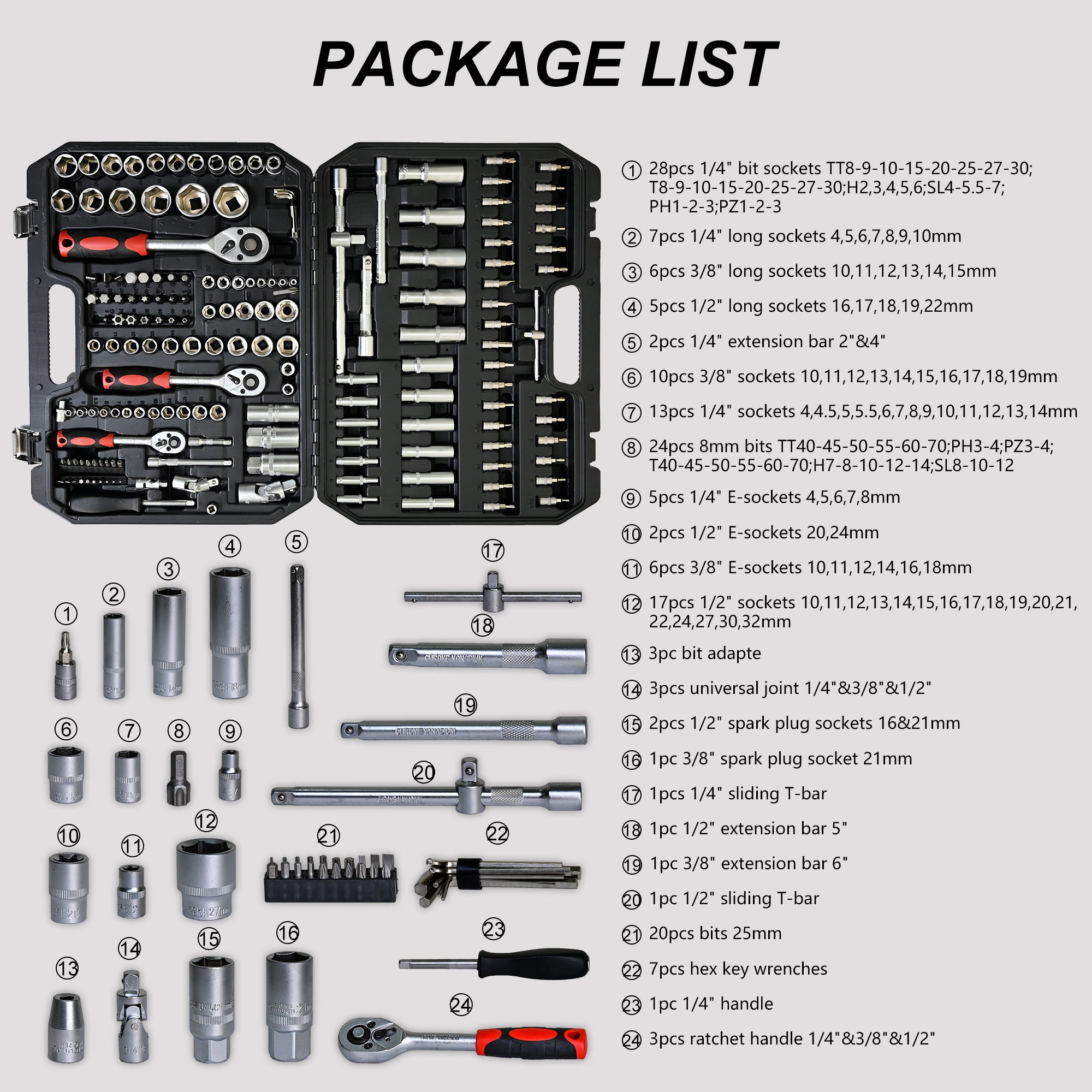 171-Piece Socket and Ratchet Wrench Tool Set