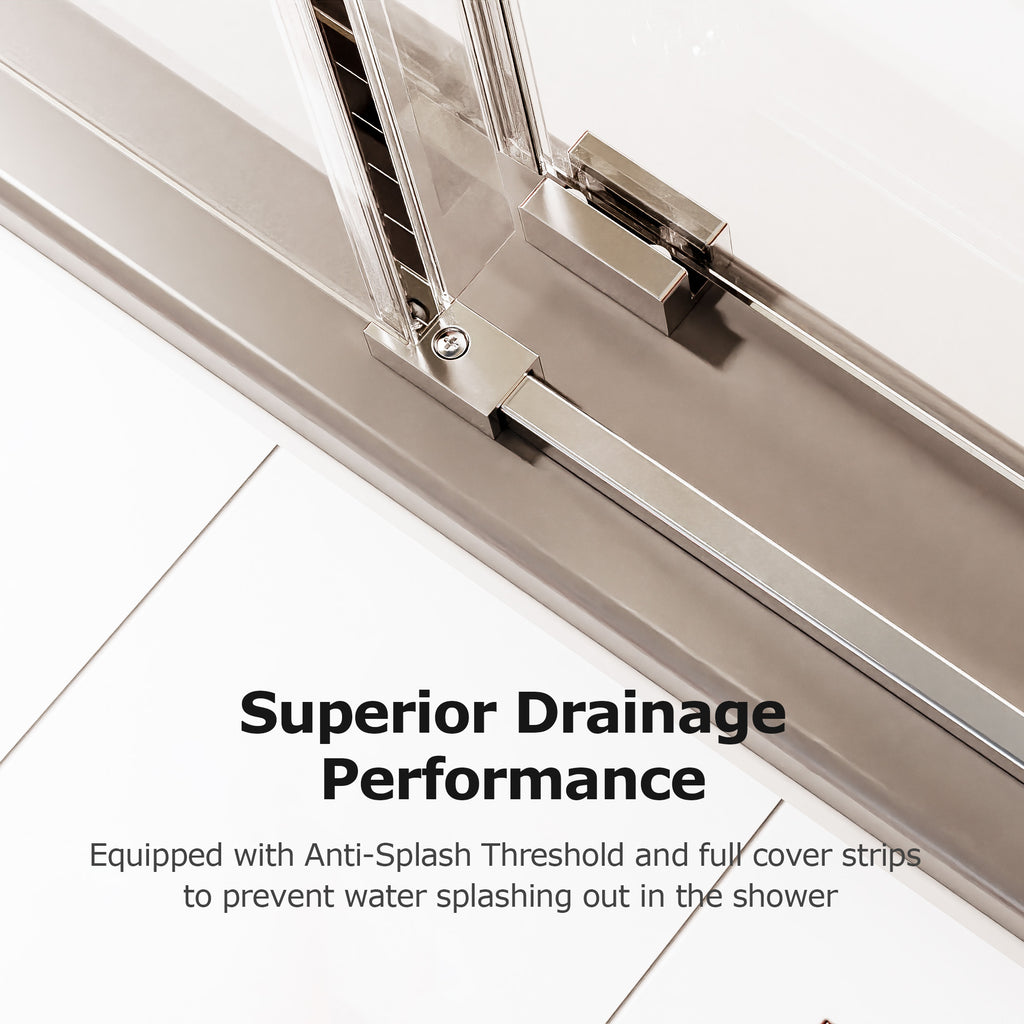 Frameless Single Sliding Shower Doors with Soft-Close Mechanism