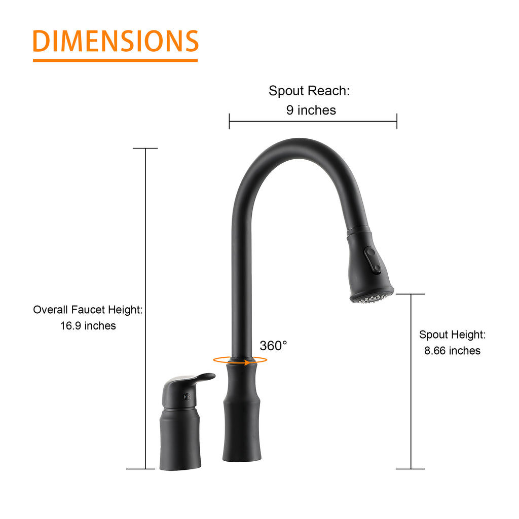 Kitchen Sink Faucet with Separate Handle, Matte