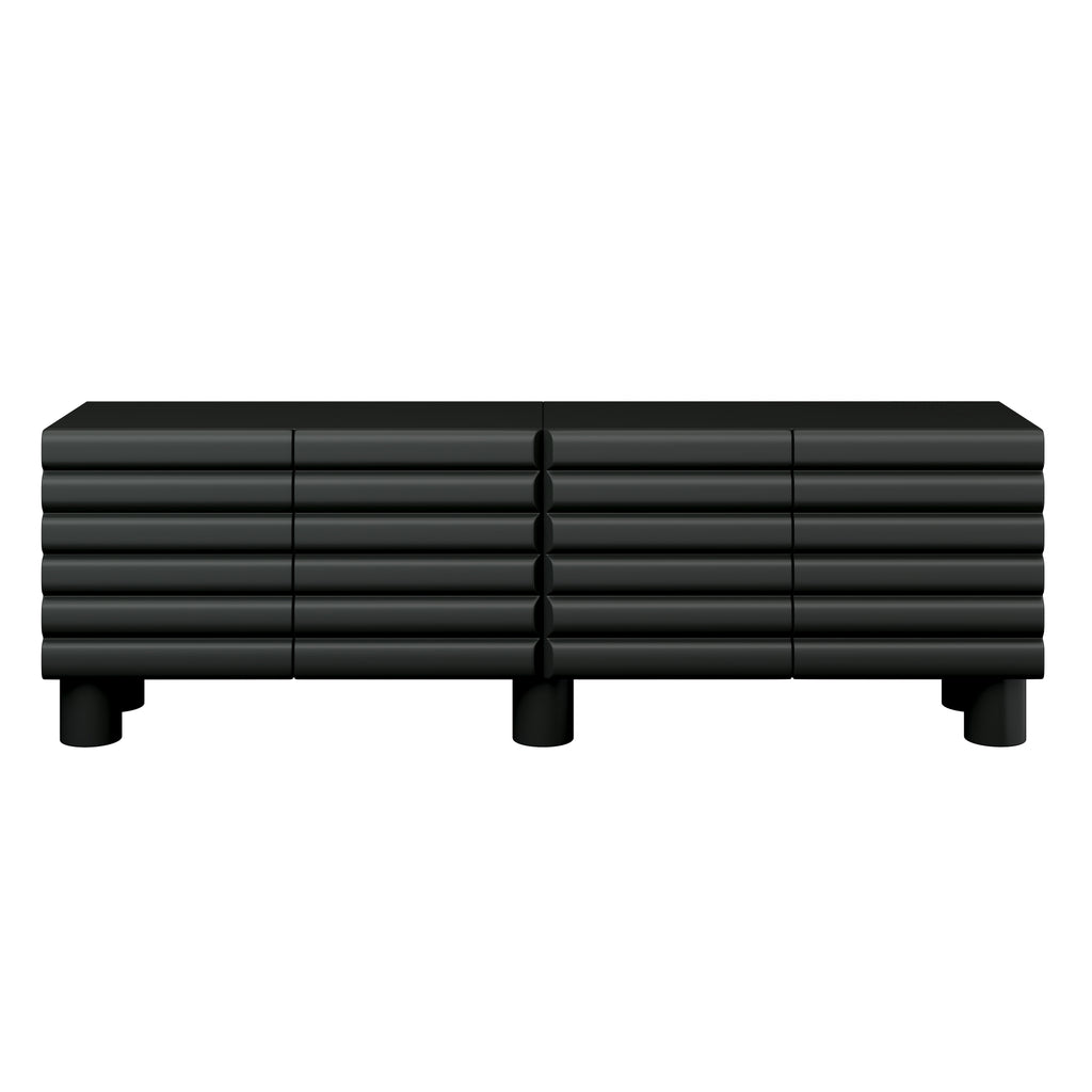 Stylish Thick Wavy Door TV Cabinet with Adjustable Shelves