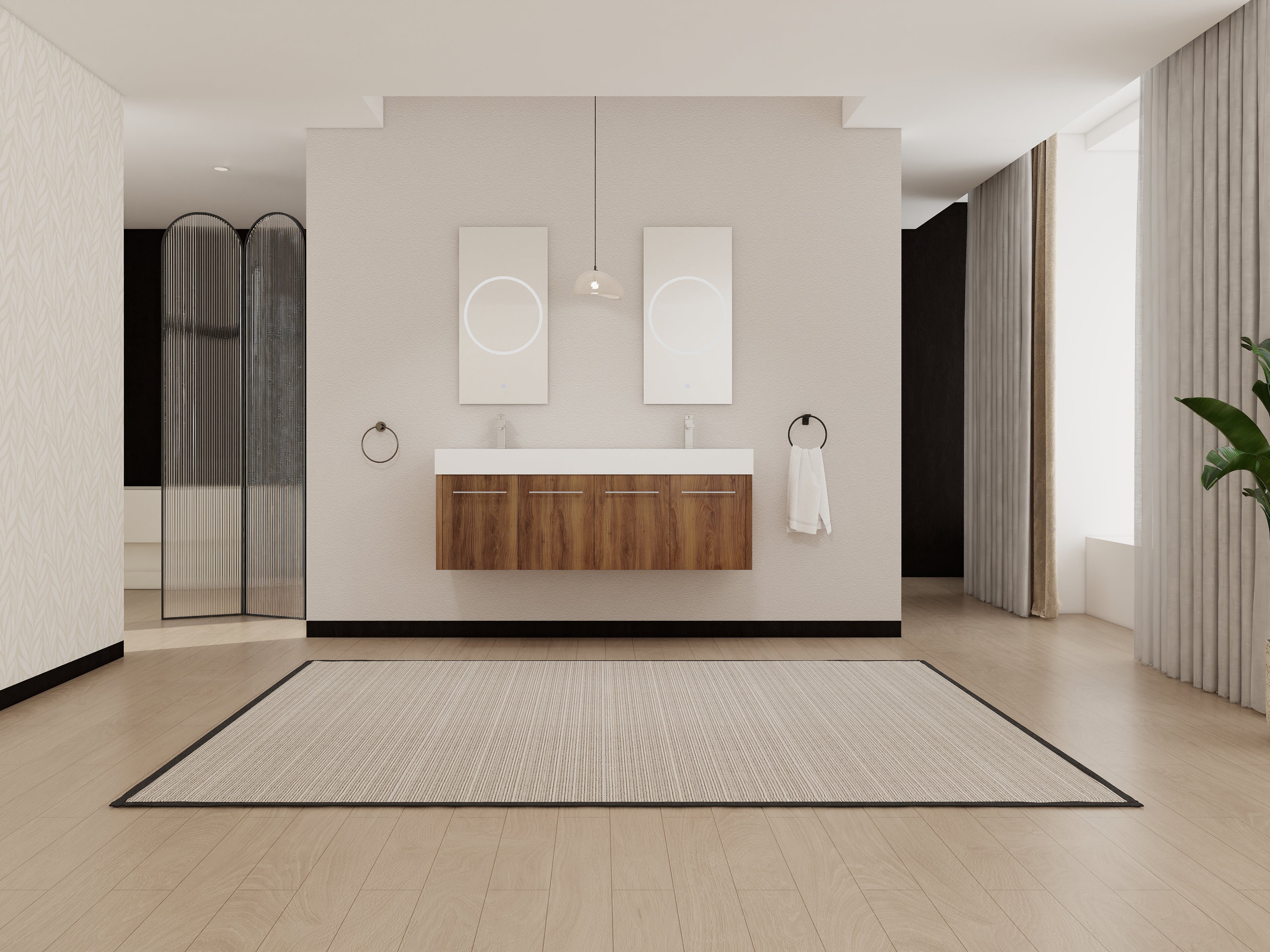 60 Inch Wall-Mounted Bathroom Vanity with Sink