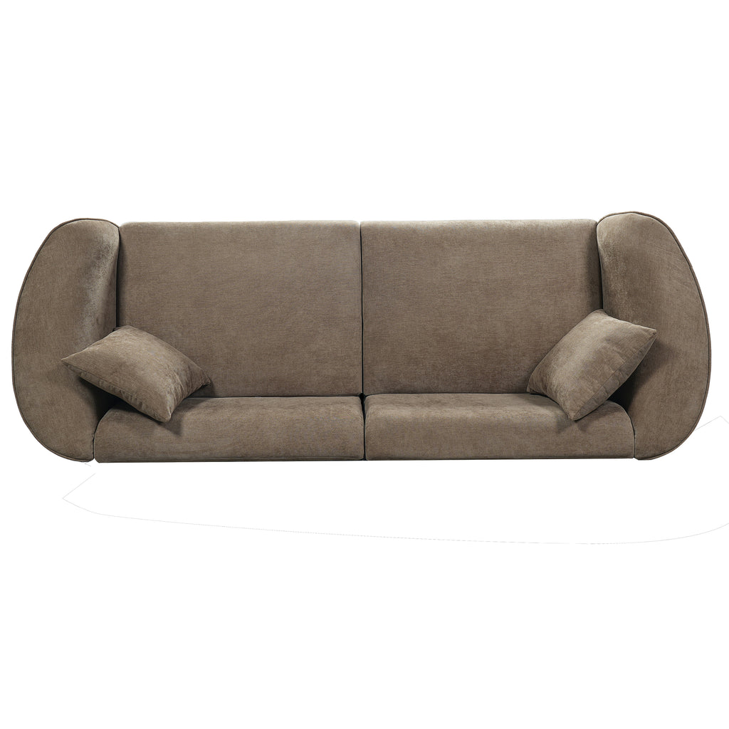 87" Curved Contemporary Sofa in Brown