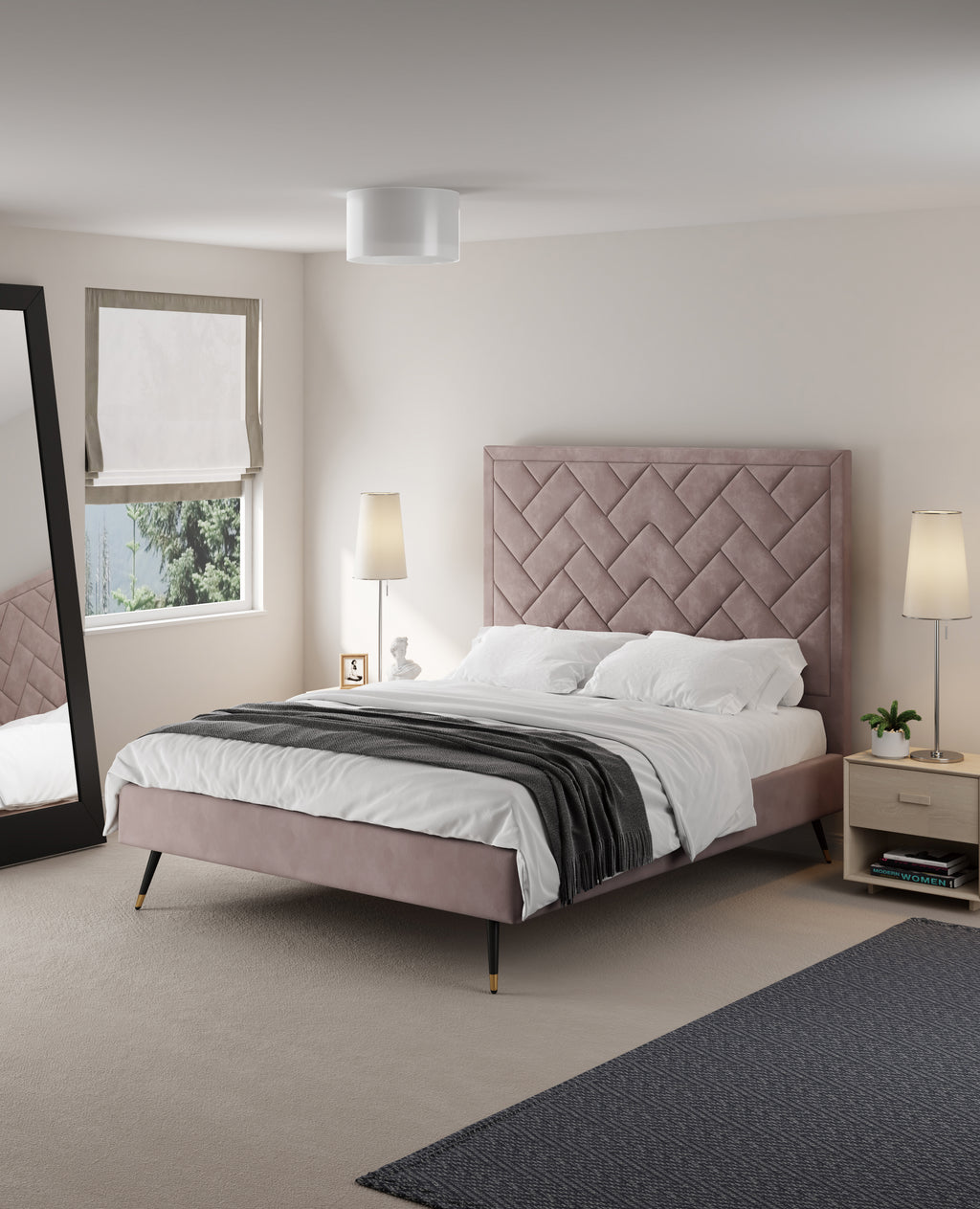 Crosby Upholstered Velvet Queen Bed