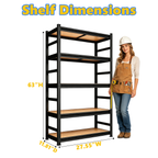 63-Inch Height Storage Shelving Unit with Five-Tier Adjustable Shelves