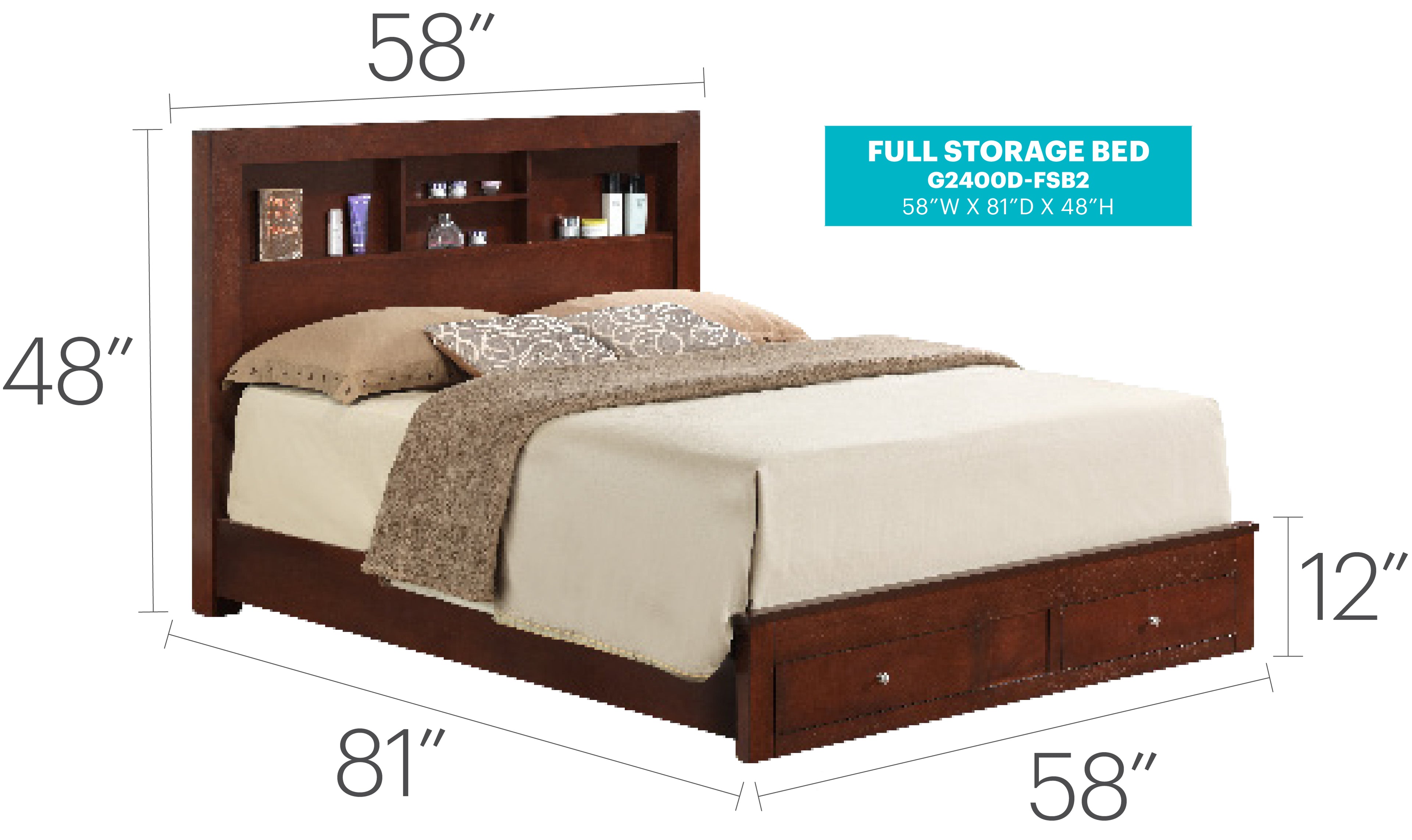 Transitional Cherry Full Storage Bed