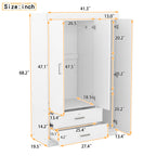 3-Door Mirror Wardrobe with Shelves
