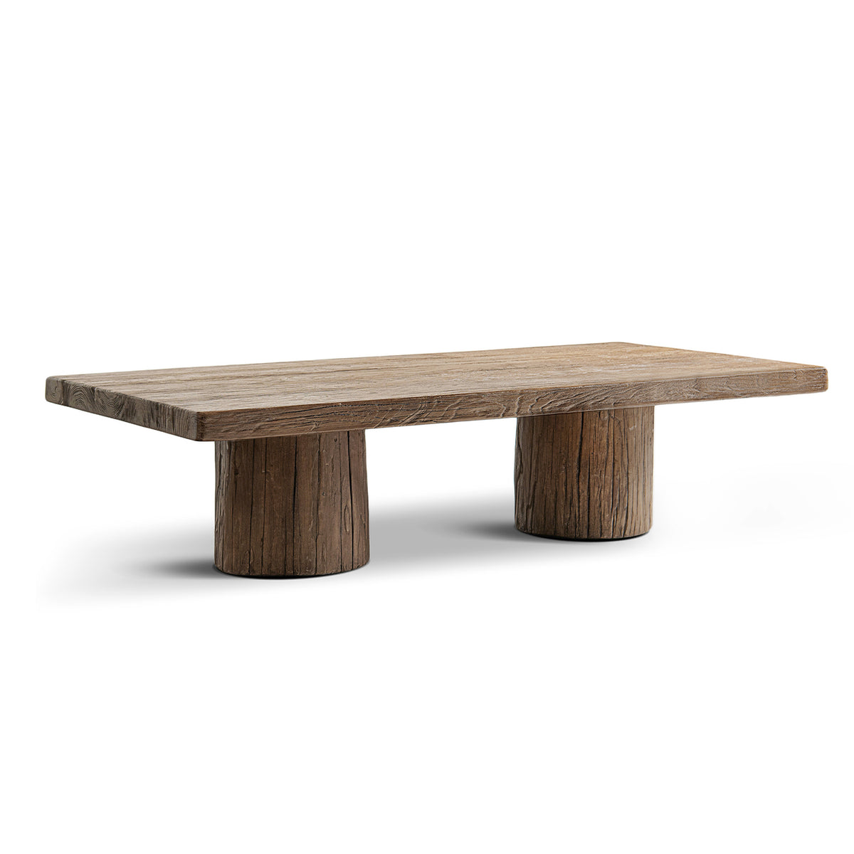 Arbor 60" Solid Reclaimed Elm Rectangular Plinth Coffee Table, Heritage Medium-Dark