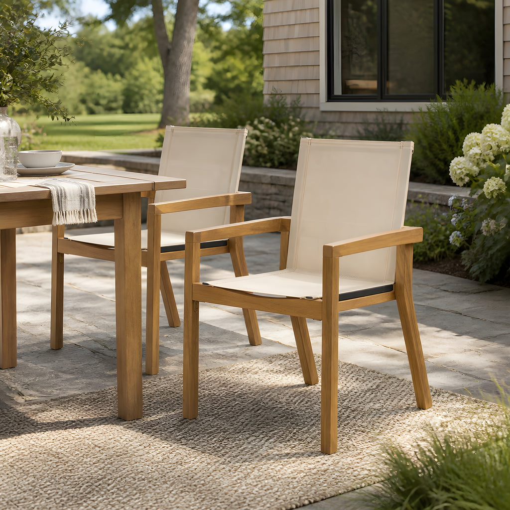 Belfast Dining Chair Set of 2, Teak Frame