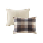 6 Piece Printed Herringbone Quilt Set with Throw Pillows