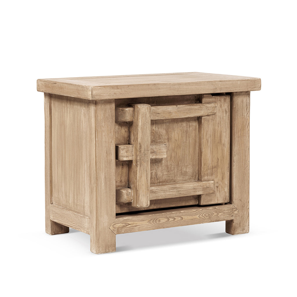 Rowan 28.5" Solid Reclaimed Pine Wood Left Side Table, Heritage Light