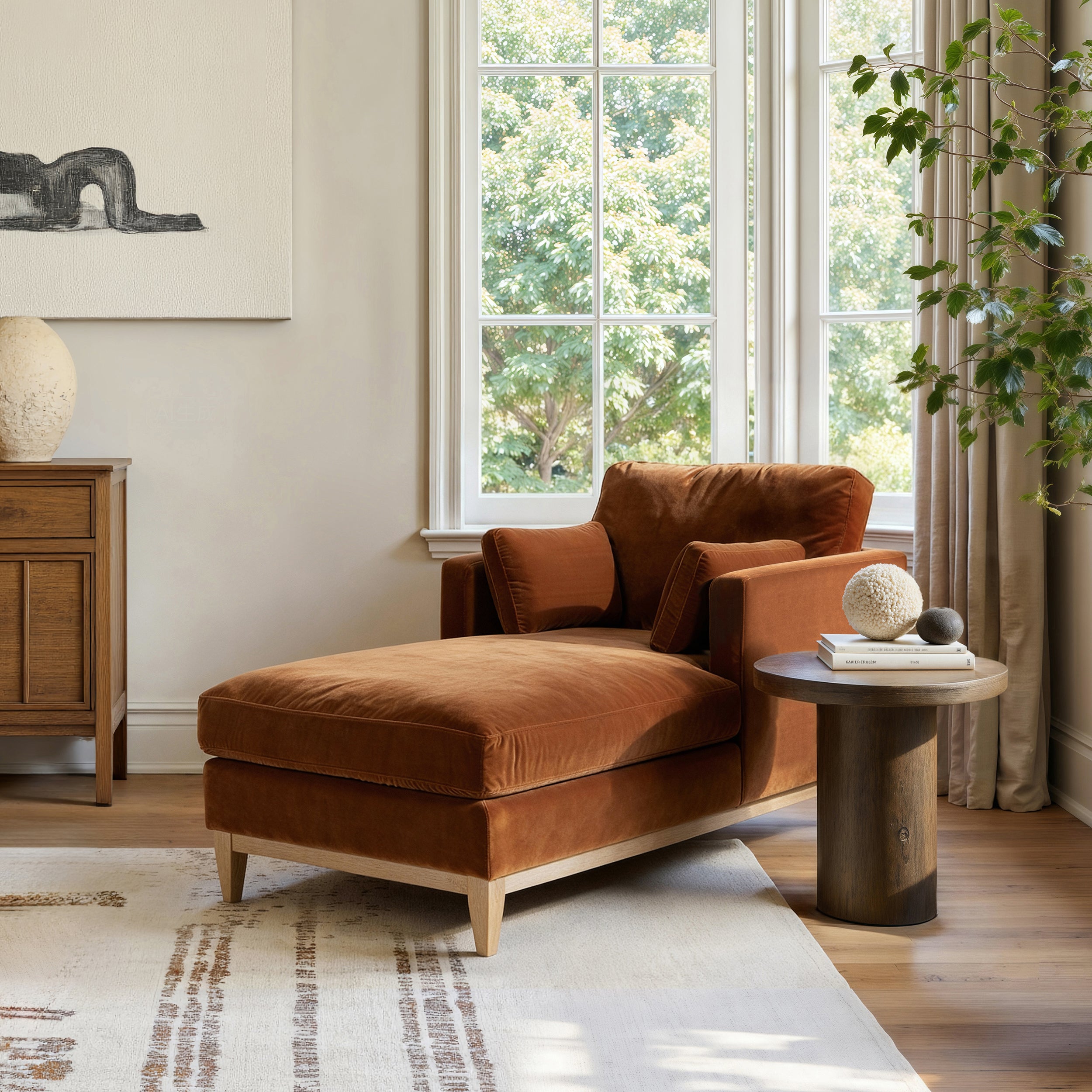 Knox 65" Modern Farmhouse Chaise Lounge Chair