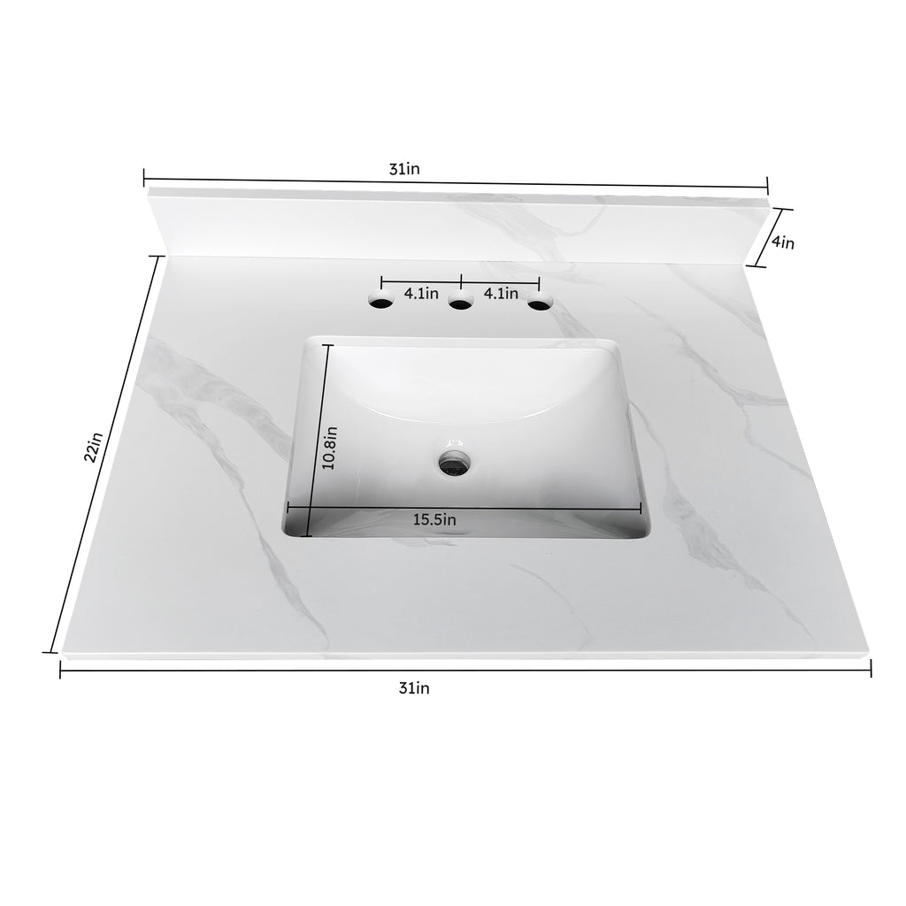 31-Inch Quartz Bathroom Vanity Top