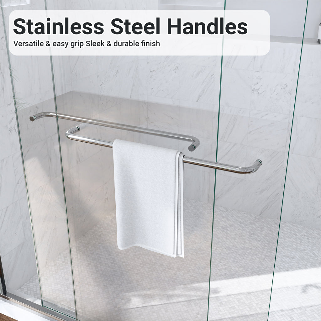 56"-60"W Semi-Frameless Double Sliding Shower Door