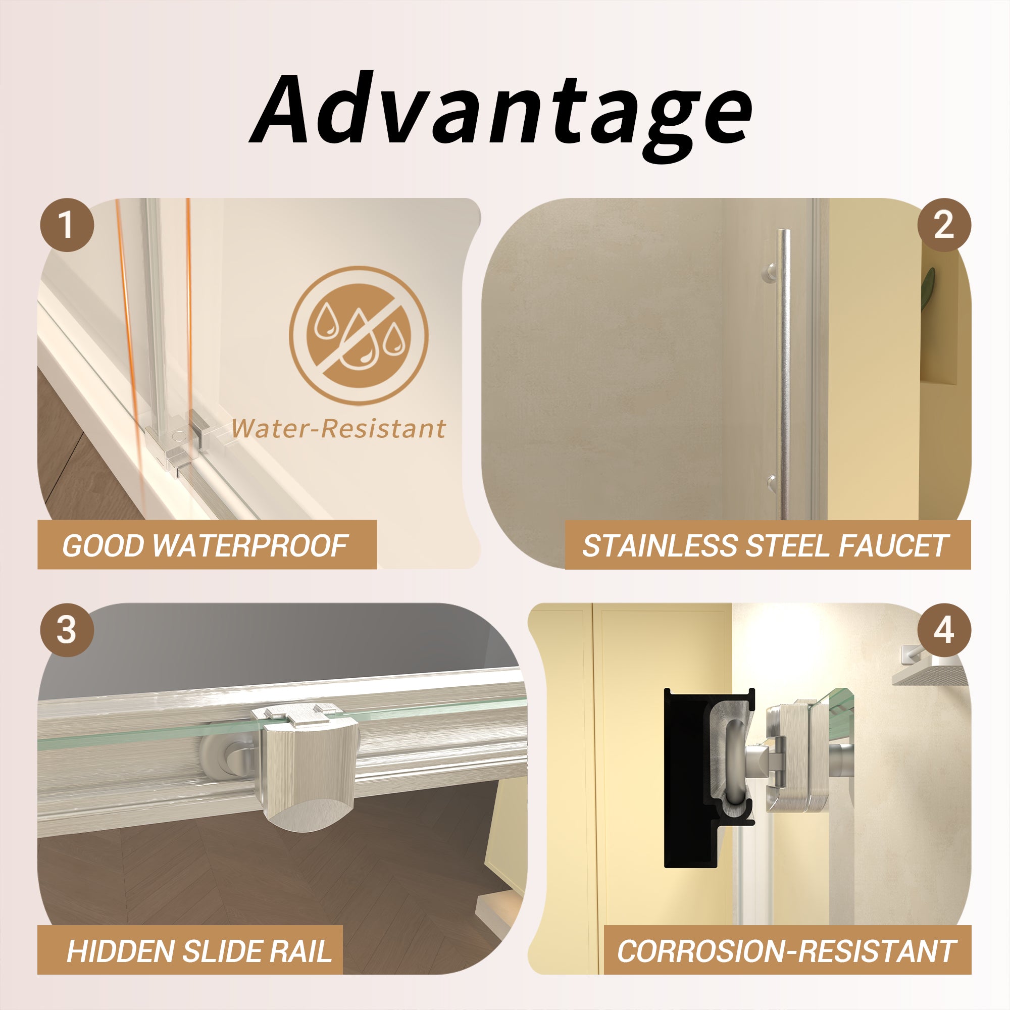 48" Single Sliding Shower Door