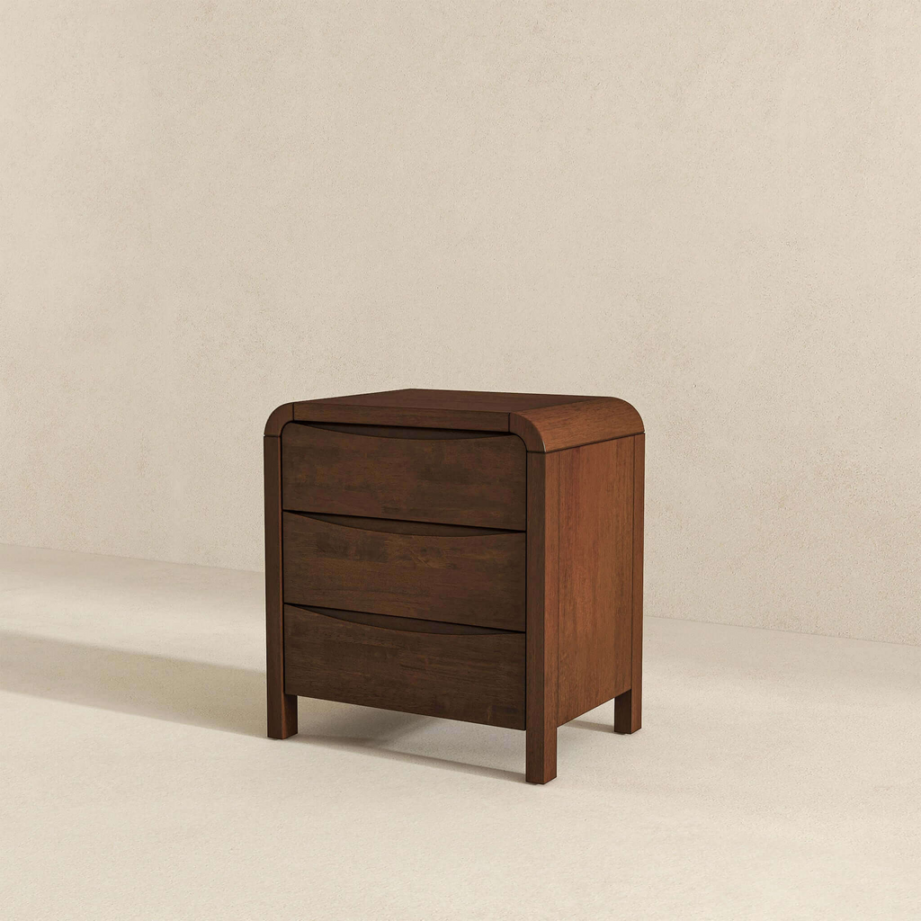 Lionel Mid Century Modern Solid Wood 3-Drawer Nightstand