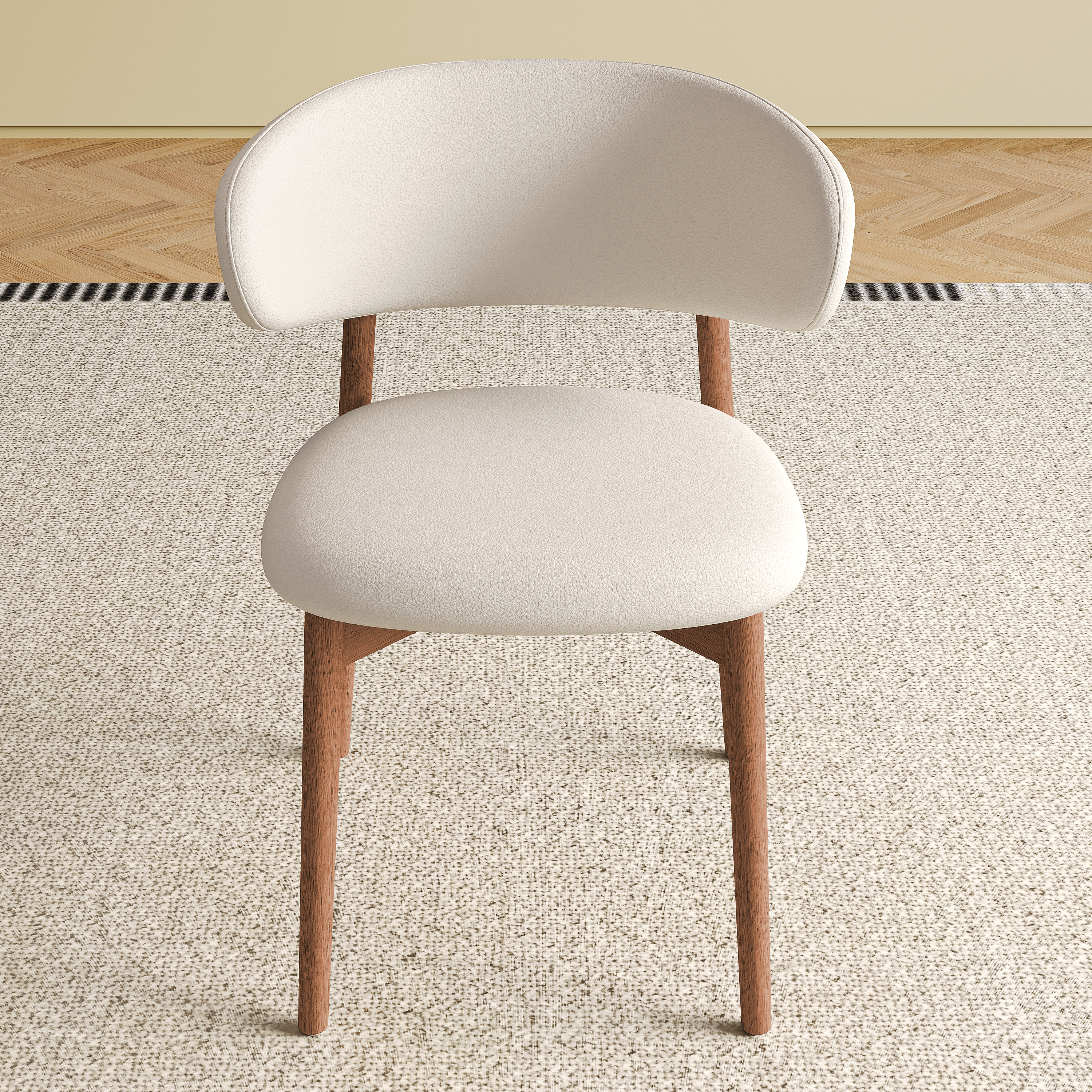 Mid-Century Modern Wood Feet Dining Chair Set of 2