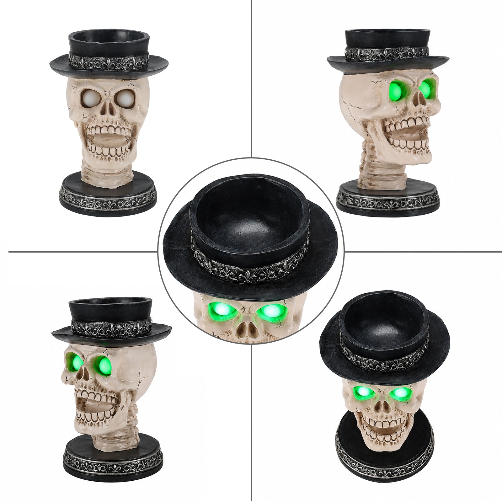 Halloween Skull Candle Holder with Glowing LED Lights