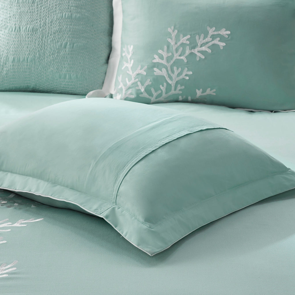 Oversized Cotton Jacquard Comforter Set Aqua Cal King
