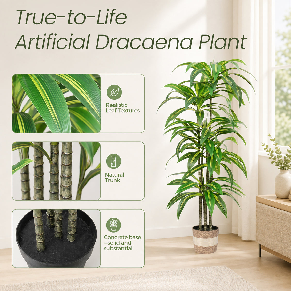 Dracaena Artificial Plant Indoor 5.5FT